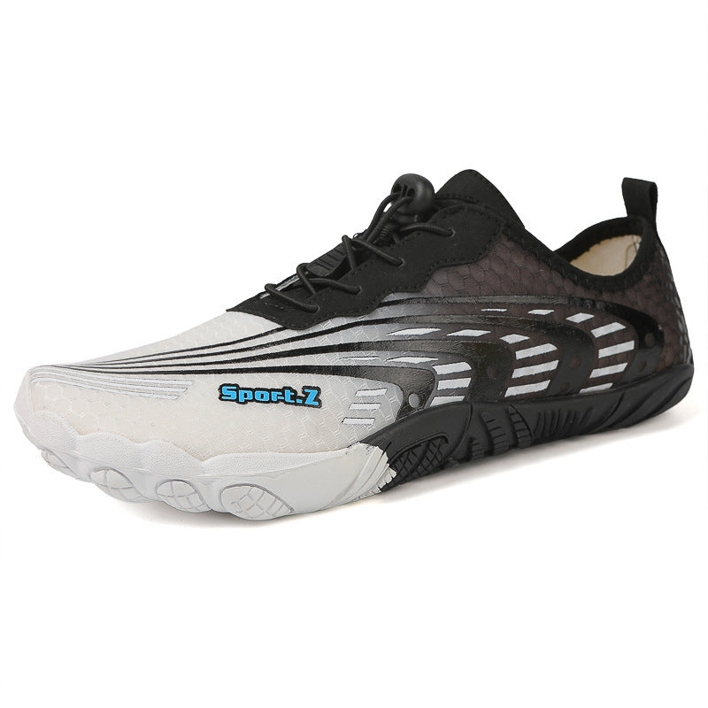 Black and white athletic shoe with 'Sport-Z' branding on a white background