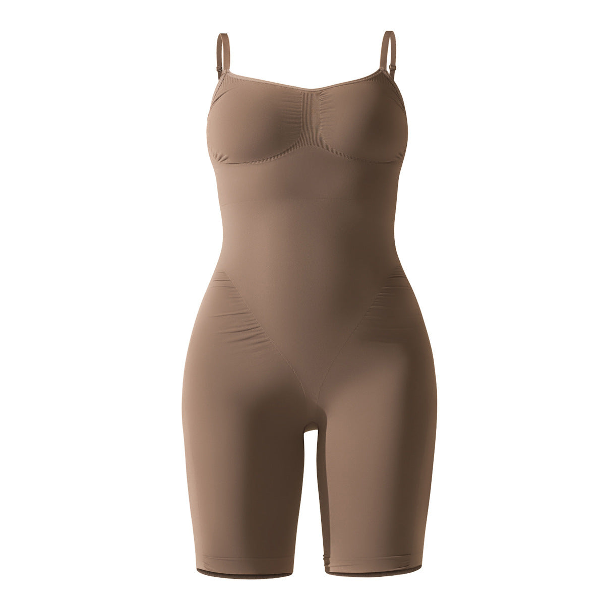 Brown shapewear bodysuit on a white background