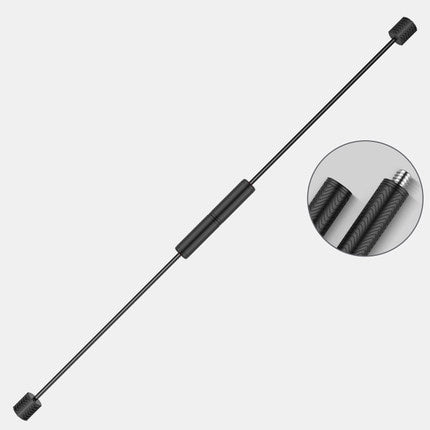 Black gas spring with close-up inset on a light gray background