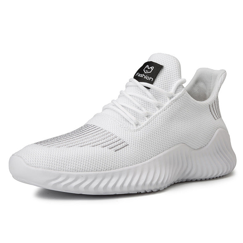 White sneaker with a brand logo on a white background