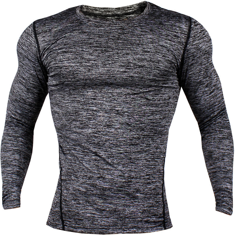Gray long-sleeve athletic shirt on a white background