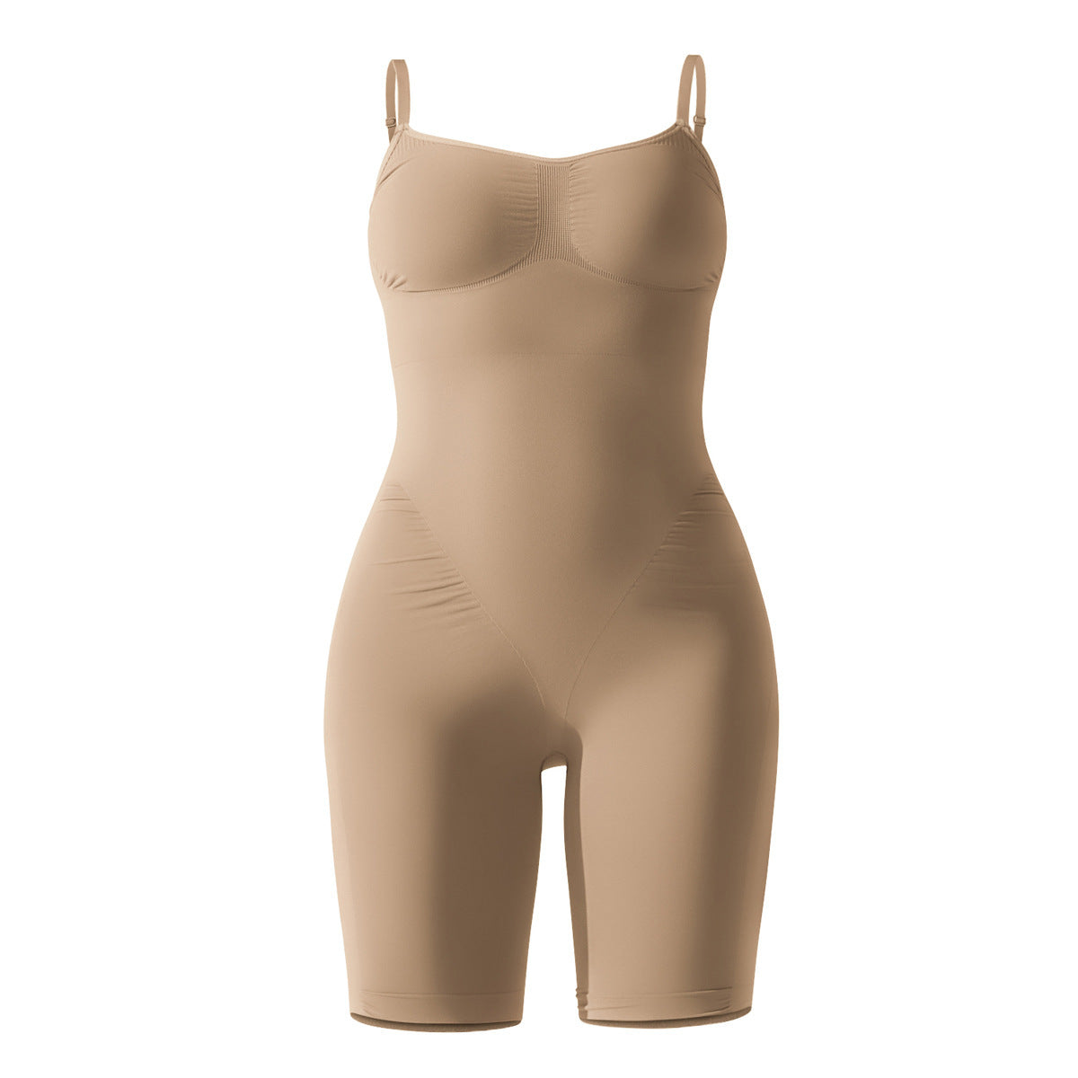 Beige shapewear bodysuit on a white background