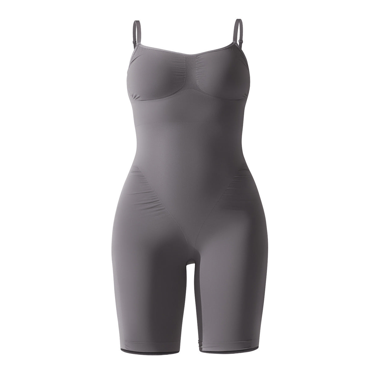 Gray bodysuit with thin straps on a white background